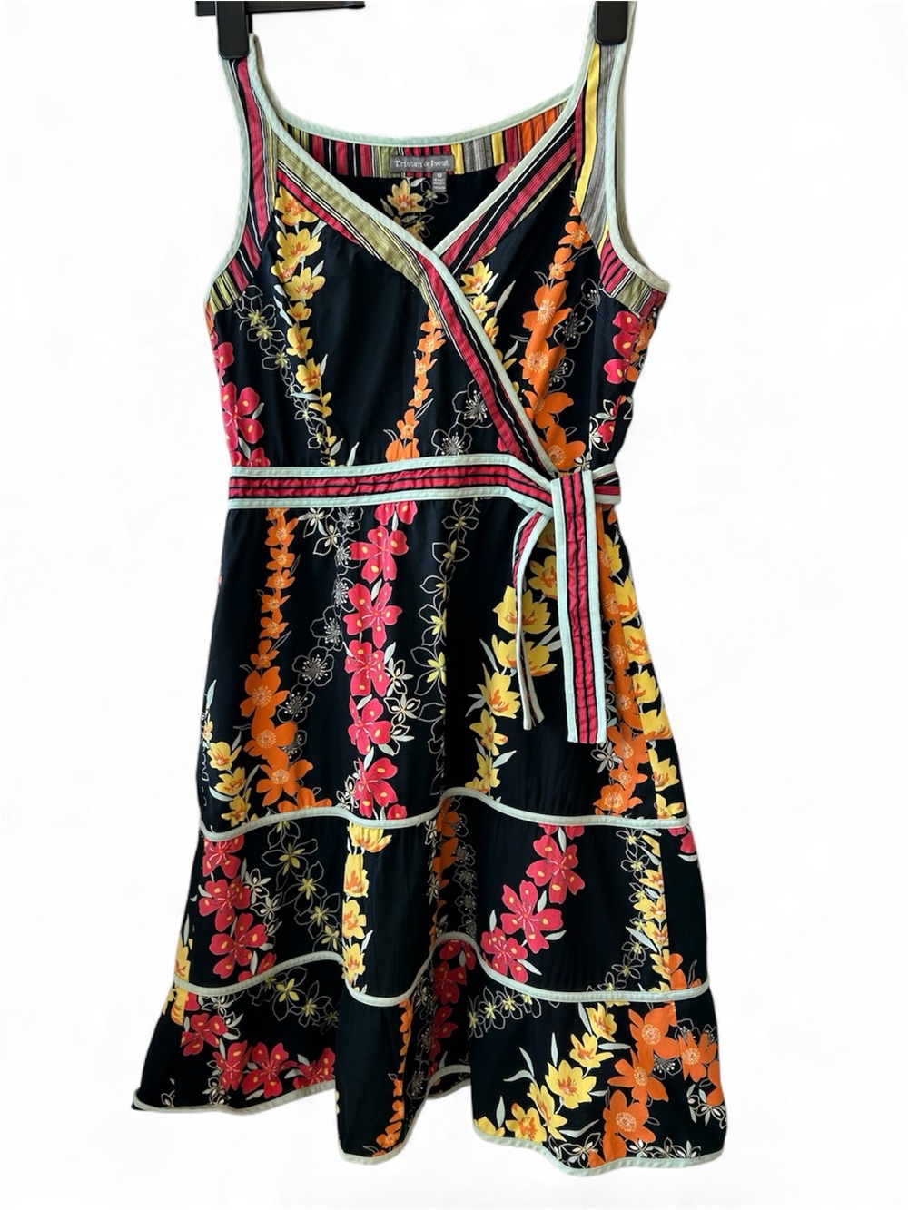 Tristan&Iseut 🇨🇦 Boho Sundress - Y2K Black tropical sleeveless midi dress floral